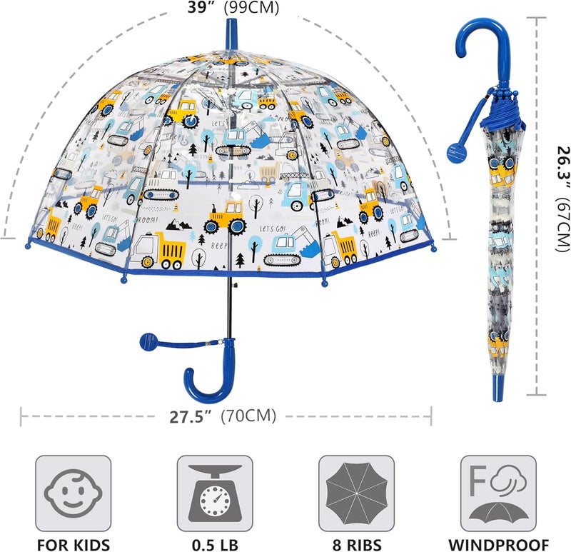 RONIARE 2 Pack Kids Clear Umbrellas for Rain Dome Bubble Umbrella Windproof for Toddler Boys Girls - Image 5